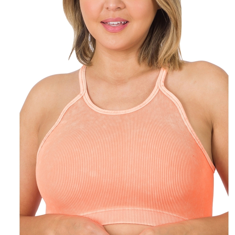 Women's Orange Ribbed Bralette Brami Zeanna Plus Size 2x/3x